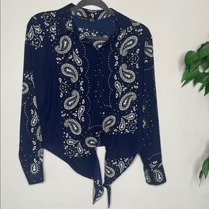 Black Tape Navy Paisley Women's Top